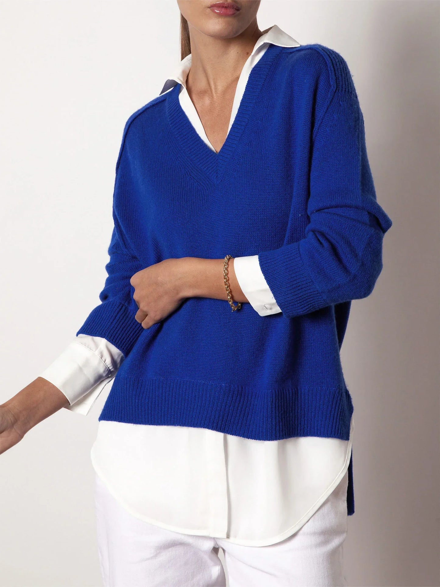 V-Neck Layered Pullover